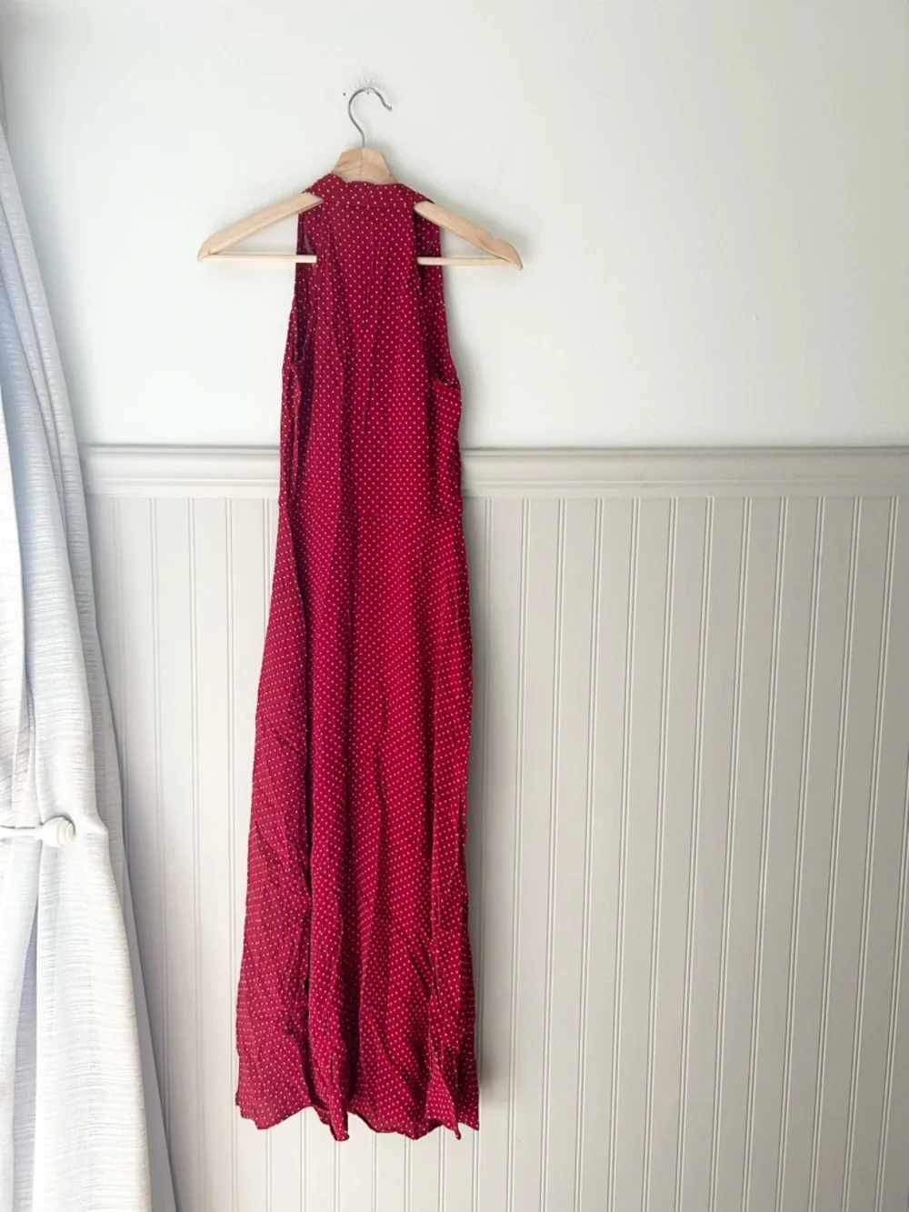 Vintage Laundry By Shelli Segal Size 12 Red Polka Dot Button-Front Maxi Dress - Picture 5 of 5